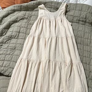 Everlane Cream Tiered Midi Dress